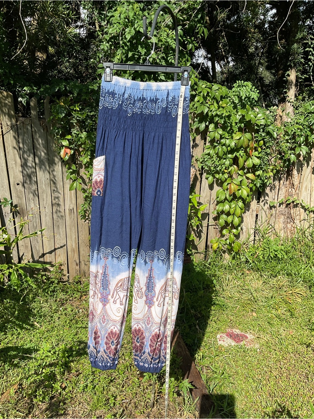 Bohemian Navy Print Elastic-Waist Maxi Skirt